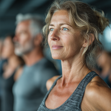 Щасливі літні люди після тренування